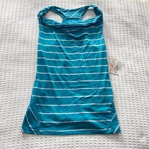Isis Blue and White striped Performance Tank Top NWT large